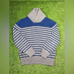 Levi’s Men’s M Shawl Collar Sweater Blue Gray Striped 100% Cotton Knit Pullover